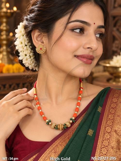 Designer Antique Gold Necklace Set with Matching Earrings