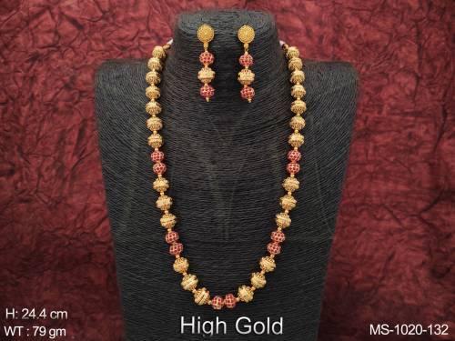 Antique Jewellery Ethnic Beaded High Gold Polish Fancy Style Beautiful Long Mala Set   — MS-1020-132