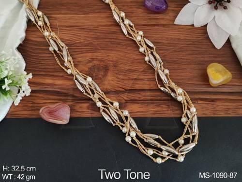 Antique Jewelry Two Tone Polish Western Style Cluster Pearls Long Antique Mala Set 