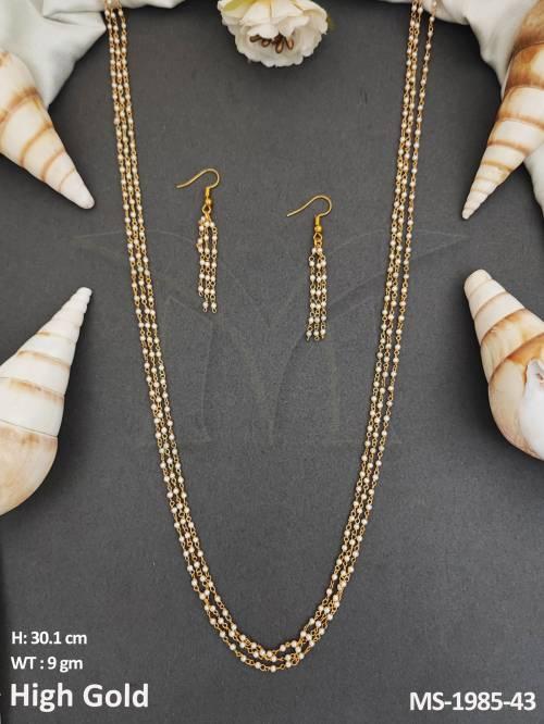Antique Jewellery High Gold Polish Clustered Pearl Designer Antique Mala Set