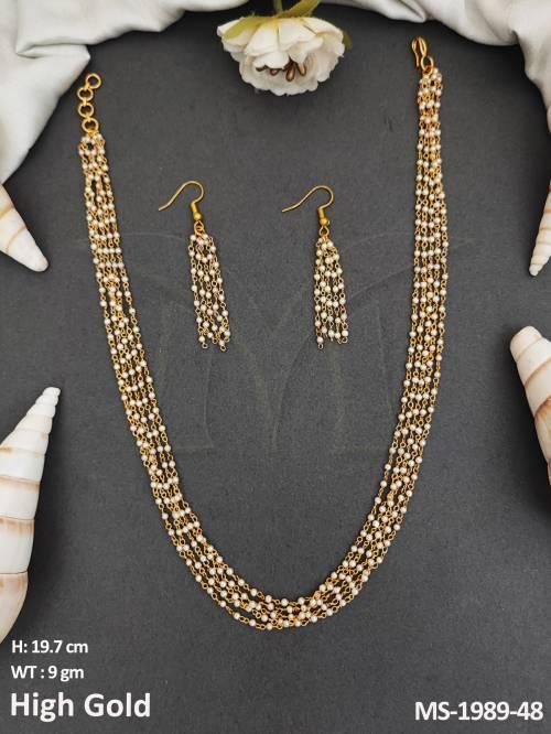 Beautiful Clustered Pearl Designer Wear High Gold Polish Antique Mala Set