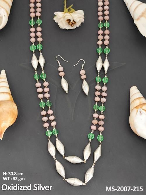 Antique Jewellery Designer Oxidized Silver Polish Party Wear Mala Set  — MS-2007-215