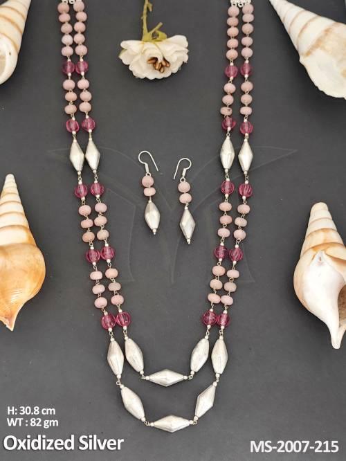 Antique Jewellery Designer Oxidized Silver Polish Party Wear Mala Set  — MS-2007-215