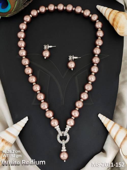 Antique Jewellery White Rodium Polish Antique Mala Set