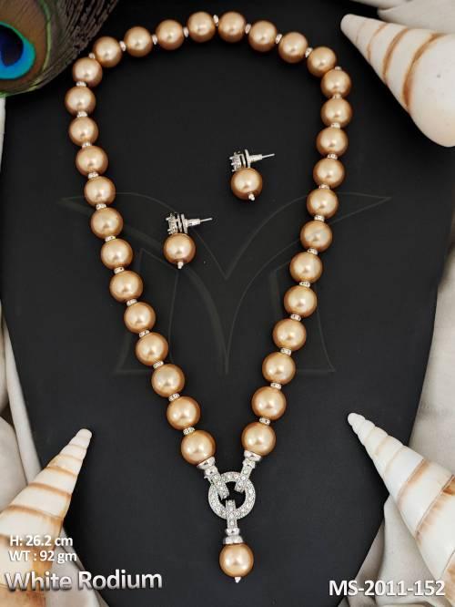 Antique Jewellery White Rodium Polish Antique Mala Set — MS-2011-152