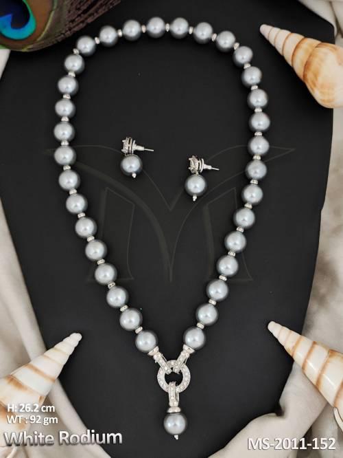 Antique Jewellery White Rodium Polish Antique Mala Set — MS-2011-152