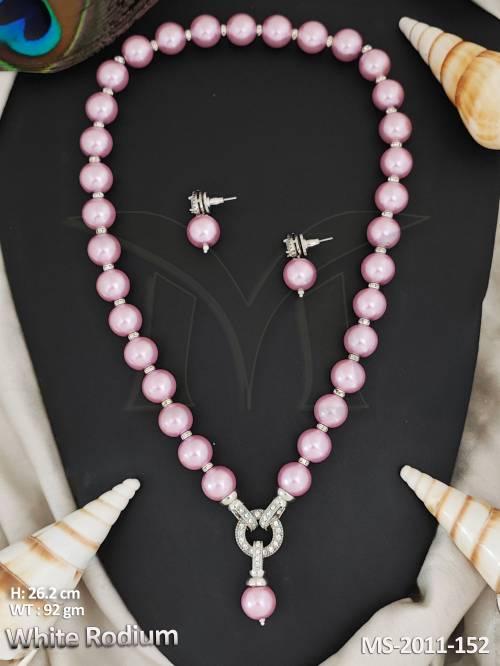 Antique Jewellery White Rodium Polish Antique Mala Set — MS-2011-152