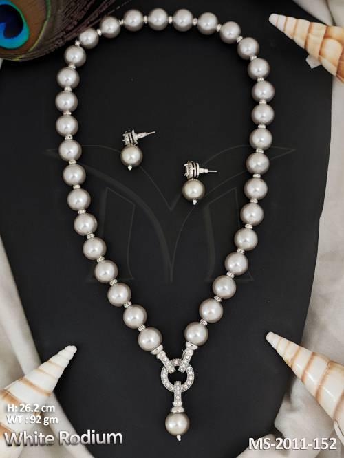Antique Jewellery White Rodium Polish Antique Mala Set — MS-2011-152