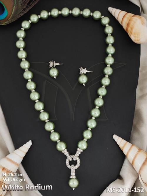 Antique Jewellery White Rodium Polish Antique Mala Set — MS-2011-152