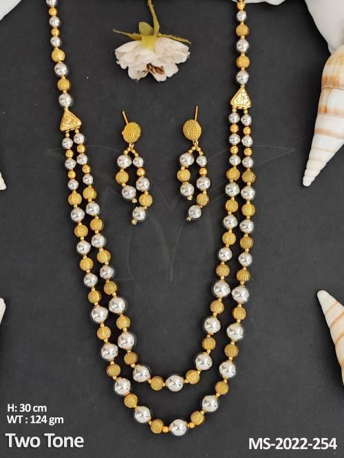 Antique Jewellery Designer Two Tone Polish Party Wear Mala Set  