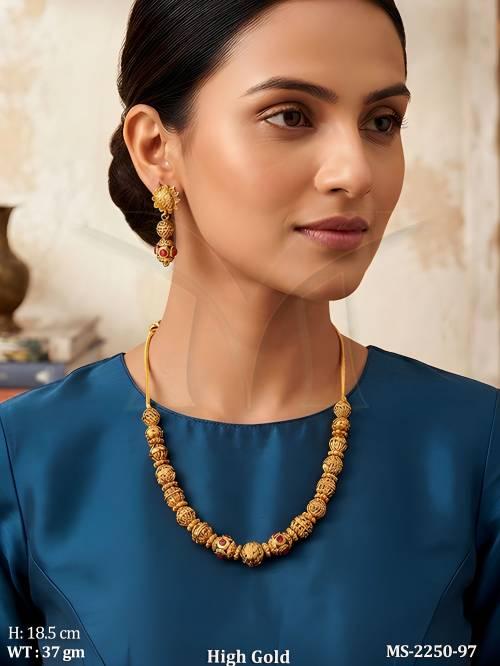 Designer High Gold Temple Mala Set for Women