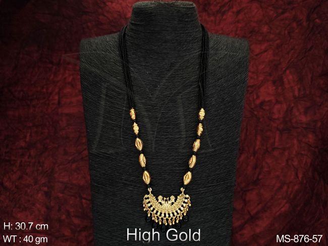 beautiful pendant high gold polish party wear long mala set