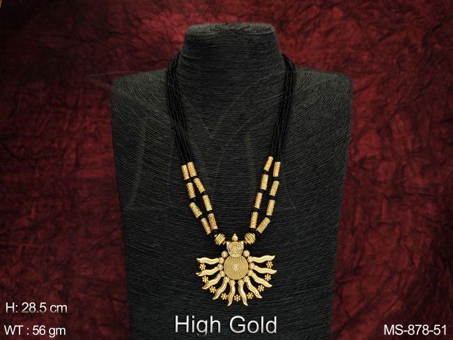 Beautiful Pendant Designer Party wear Long High Gold Polish Mala Set