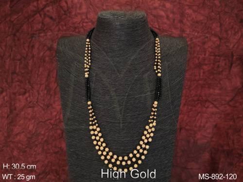 High Gold Polish Beautiful Antique Beaded Party wear Long Mala Set  — MS-892-120