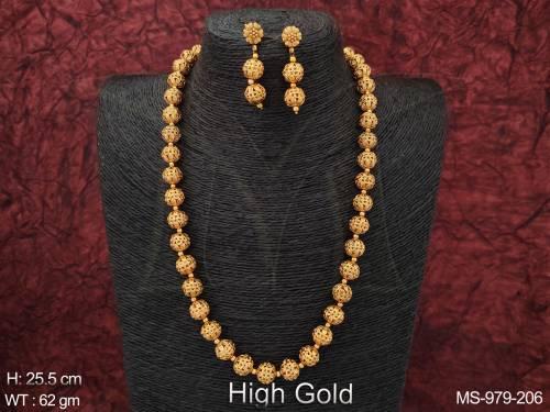 High Gold Polish Designer Party wear Long Beaded Mala Set