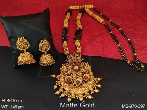 Matte Gold Polish Designer Fancy Style Beautiful Long Beaded Mala