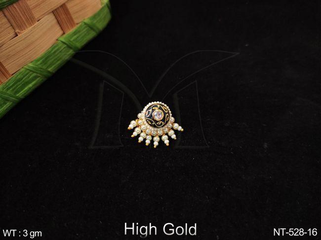 Clustered Pearl Designer Antique High gold polish party wear Nath