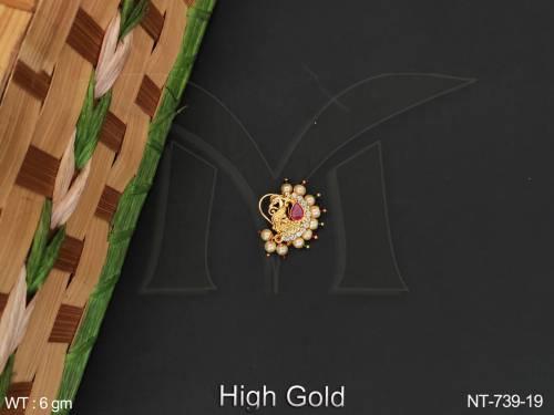 Antique Jewelry High Gold Polish Fancy Peacock Design Beautiful Look Antique Designer Nath  