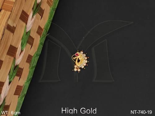 High Gold Polish Antique Jewelry Peacock Design Beautiful Fancy Antique Nath 