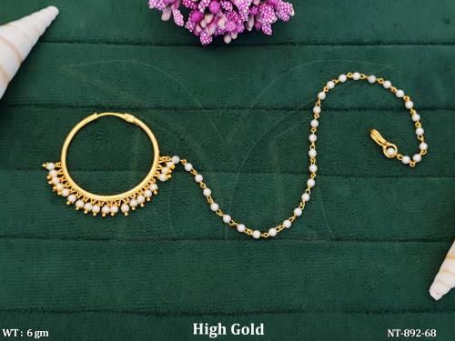 Design   High Gold Polish Party Wear Nath  