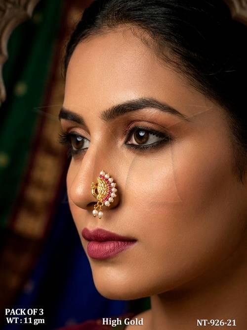 Antique Nath Pack of 3 Pearl Drop Designer