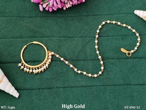 Antique Designer High Gold Polish Fancy Style Nath  