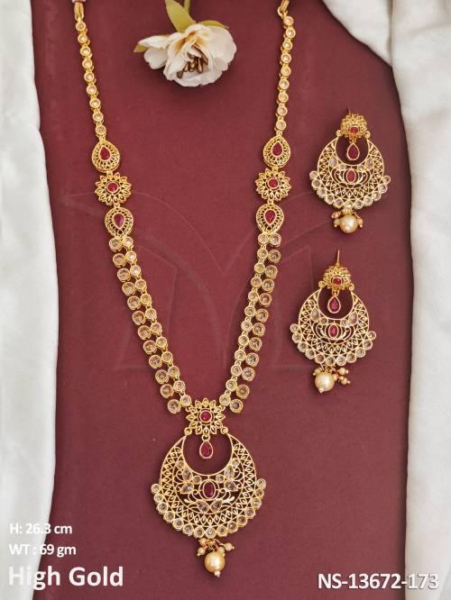 High Gold Polish Fancy Design Party wear Beautiful Antique Jewellery antique Long Necklace Set