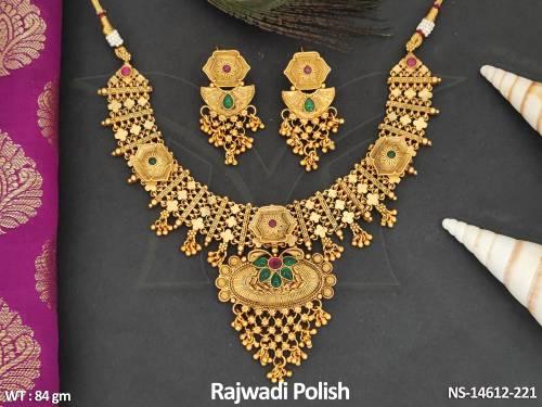 Antique Jewellery Rajwadi Polish Fancy Designer Necklace Set  — NS-14612-221