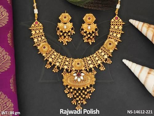 Antique Jewellery Rajwadi Polish Fancy Designer Necklace Set  — NS-14612-221