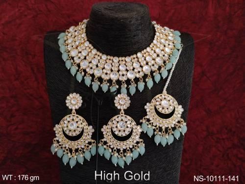Designer Antique Beautiful High Gold Polish Necklace Sets 