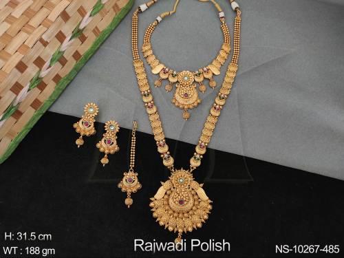 Antique Design Rajwadi Polish Designer Party wear Long Necklace Set