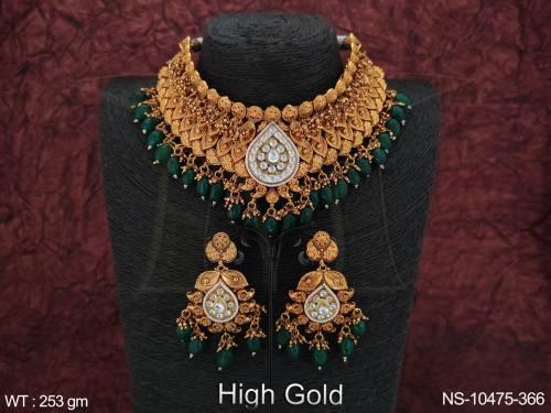 indian-wedding-wear-high-gold-polish-fancy-design-beautiful-beaded-antique-choker-necklace-set-