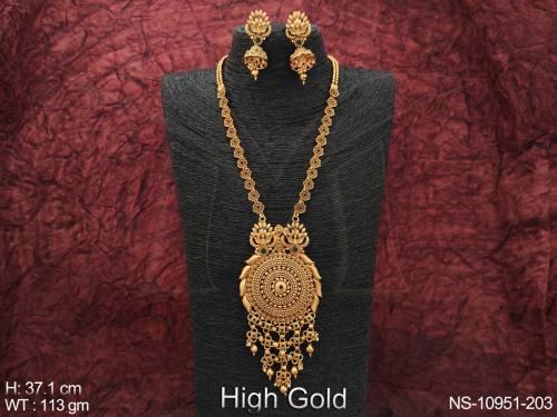 antique-jewellery-fancy-design-pendant-high-gold-polish-party-wear-long-antique-necklace-set