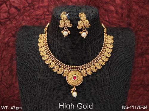 high-gold-polish-fancy-design-party-wear-beautiful-antique-jewellery-short-necklace-set