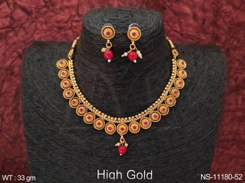 high-gold-polish-fancy-style-party-wear-beautiful-antique-jewellery-short-necklace-set