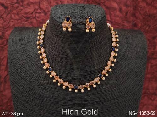 high-gold-polish-beautiful-design-party-wear-antique-jewelry-short-necklace-set-