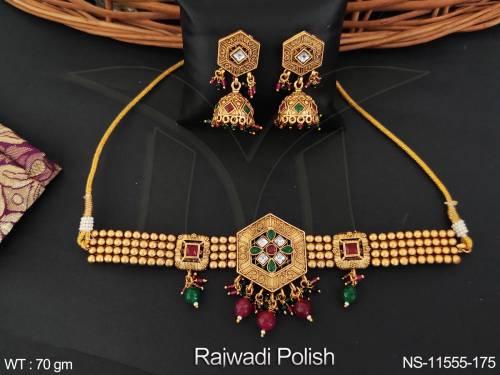 antique-jewelry-rajwadi-polish-wedding-wear-indian-traditional-jewelry-beautiful-antique-choker-necklace-set-