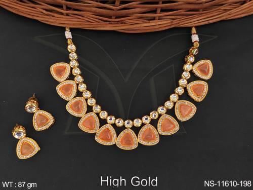 high-gold-polish-fancy-design-party-wear-designer-antique-jewellery-antique-short-necklace-set-