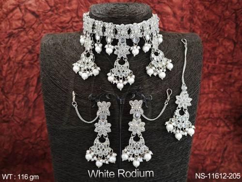 white-rodium-polish-fancy-design-antique-stones-party-wear-beautiful-antique-jewellery-choker-necklace-set-