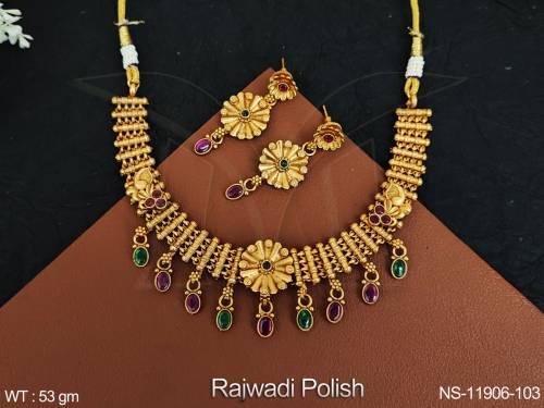 rajwadi-polish-fancy-design-party-wear-antique-jewellery-short-necklace-set-