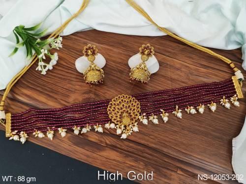 antique-jewelry-high-gold-polish-designer-party-wear-beautiful-fancy-style-antique-short-necklace-set