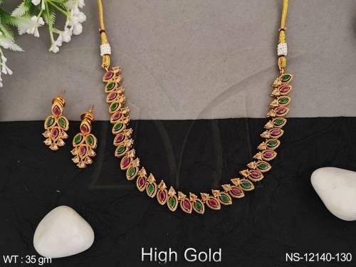 antique-jewelry-high-gold-polish-party-wear-beautiful-fancy-style-antique-short-necklace-set