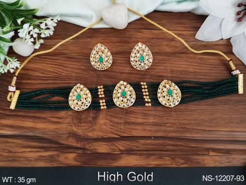 Antique Desinger Ethnic Beaded High Gold Polish Beautiful Antique Necklace Set