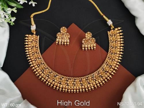 Beautiful Fancy Design Party wear Antique Jewellery Antique Plain Gold Necklace Set