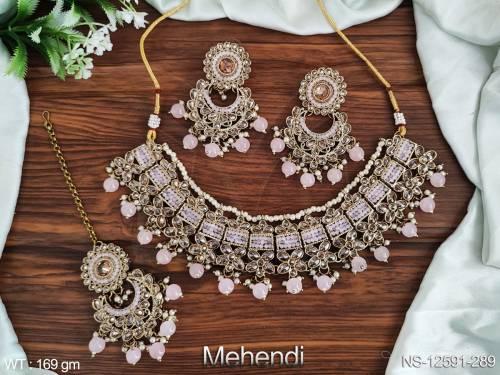 Antique Jewelry Mehendi Polish Designer Wear Jewelry Accessories Antique Choker Necklace Set