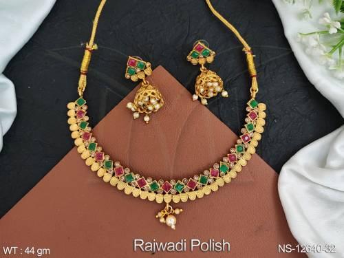 antique-designer-fancy-style-party-wear-beautiful-rajwadi-polish-antique-short-necklace-set-