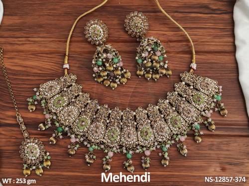 antique-jewellery-mehendi-polish-party-wear-antique-short-necklace-set