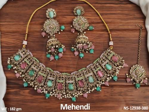 mehendi-polish-antique-jewelry-party-wear-fancy-antique-choker-necklace-set-