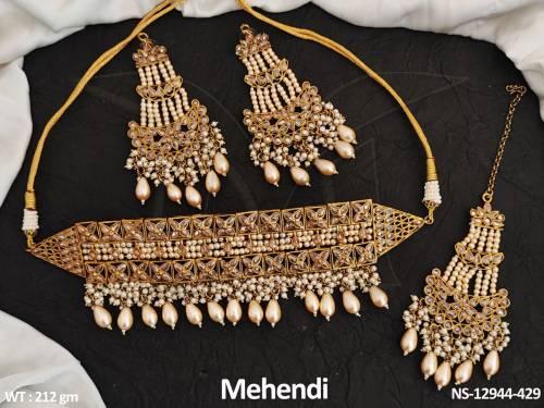 clustered-pearl-designe-fancy-style-antique-designer-party-wear-choker-necklace-set-