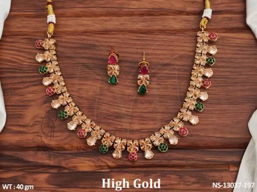 antique-jewellery-flower-design-oval-shape-stones-high-gold-polish-antique-short-necklace-set